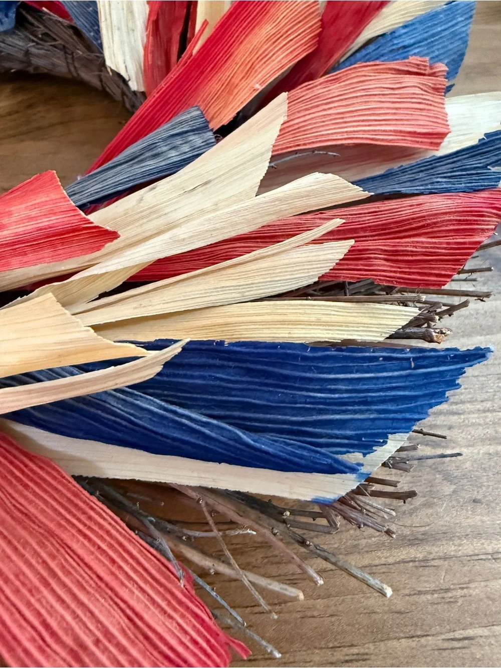 Patriotic Red, White & Blue Raffia Holiday Wreath